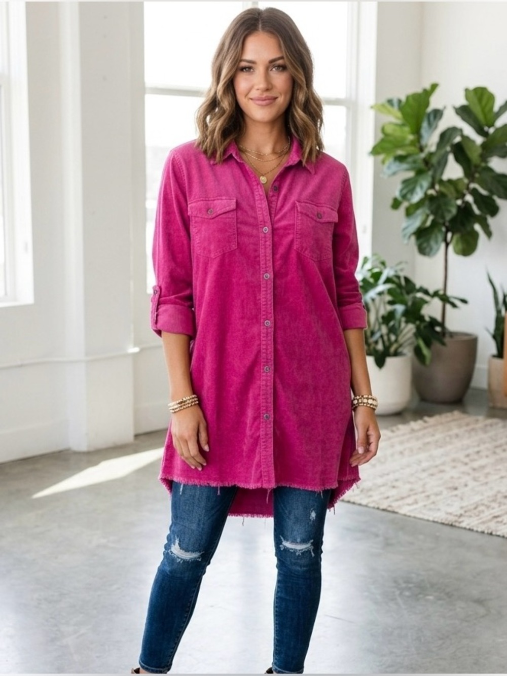 Umgee Vibrant Pink Shirt